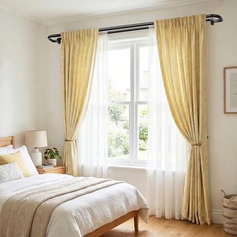 TONIAL Black Double Curtain Rods, Blackout Wrap Around Curtain Rods for Windows 83 to 111 Inches, 6/8 Inches Adjustable Drapery Rod 32 to 115 Inches for Room Darkening Curtains in Saudi Arabia