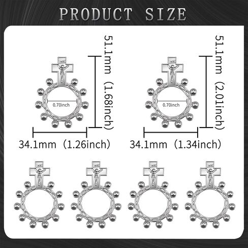 10Pcs/20Pcs Tibetan Silver Pocket Rosary Ring Bulk Catholic One Decade Finger Rosary Ring for Men Women Prayer Baptism Quinceanera Funeral Party in Saudi Arabia