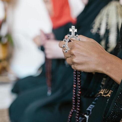 10Pcs/20Pcs Tibetan Silver Pocket Rosary Ring Bulk Catholic One Decade Finger Rosary Ring for Men Women Prayer Baptism Quinceanera Funeral Party in Saudi Arabia