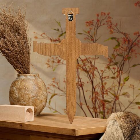 BGCarvedGrace Wooden Wall Cross, Nail Shaped Design, Catholic Crucifix, Handcrafted Religious Christian Decor (10 Inch) in Saudi Arabia