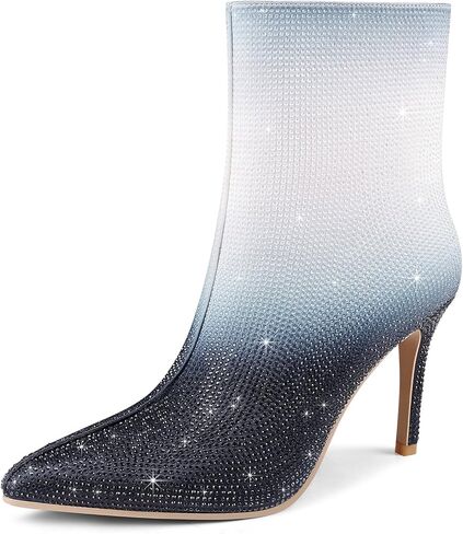 Women's Rhinestone Ankle Boots Pointed Toe Stiletto High Heel Dressy Colorful Gradient Fashion Booties Dress Boots for Party & Special Occasions in Saudi Arabia