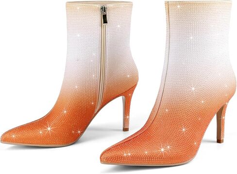 Women's Rhinestone Ankle Boots Pointed Toe Stiletto High Heel Dressy Colorful Gradient Fashion Booties Dress Boots for Party & Special Occasions in Saudi Arabia