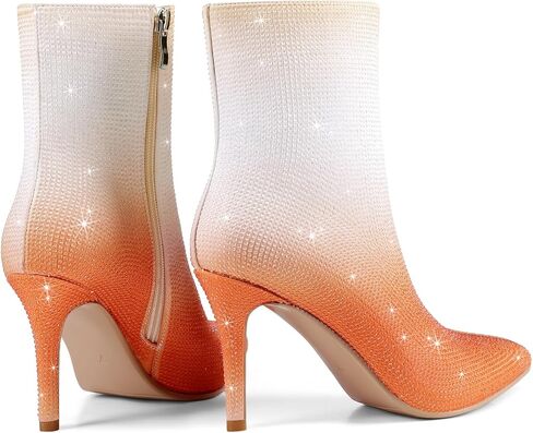 Women's Rhinestone Ankle Boots Pointed Toe Stiletto High Heel Dressy Colorful Gradient Fashion Booties Dress Boots for Party & Special Occasions in Saudi Arabia
