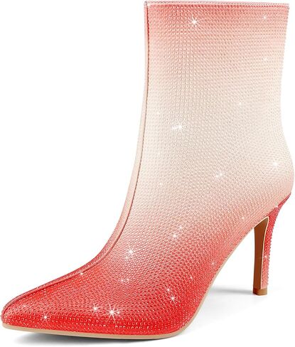 Women's Rhinestone Ankle Boots Pointed Toe Stiletto High Heel Dressy Colorful Gradient Fashion Booties Dress Boots for Party & Special Occasions in Saudi Arabia