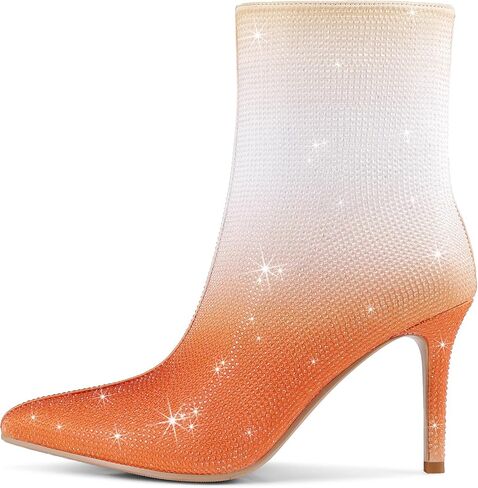 Women's Rhinestone Ankle Boots Pointed Toe Stiletto High Heel Dressy Colorful Gradient Fashion Booties Dress Boots for Party & Special Occasions in Saudi Arabia