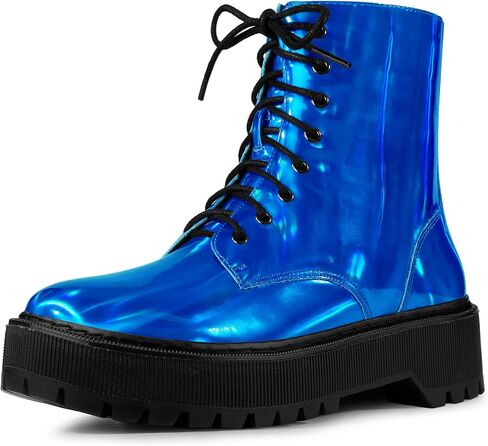Allegra K Women's Round Toe Platform Lace Up Colorful Combat Ankle Boots in Saudi Arabia