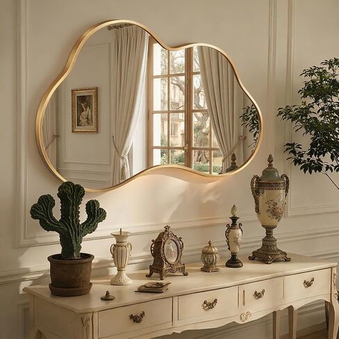 Irregular Wall Mirror with Metal Frame for Living Room, Hallway, Entryway, Bathroom and Dining Room in Saudi Arabia