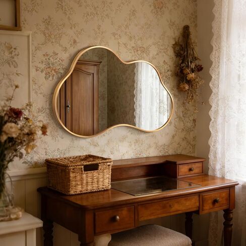 Irregular Wall Mirror with Metal Frame for Living Room, Hallway, Entryway, Bathroom and Dining Room in Saudi Arabia