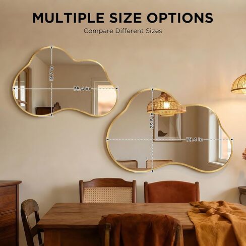 Irregular Wall Mirror with Metal Frame for Living Room, Hallway, Entryway, Bathroom and Dining Room in Saudi Arabia