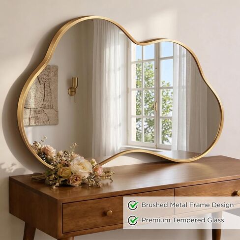 Irregular Wall Mirror with Metal Frame for Living Room, Hallway, Entryway, Bathroom and Dining Room in Saudi Arabia