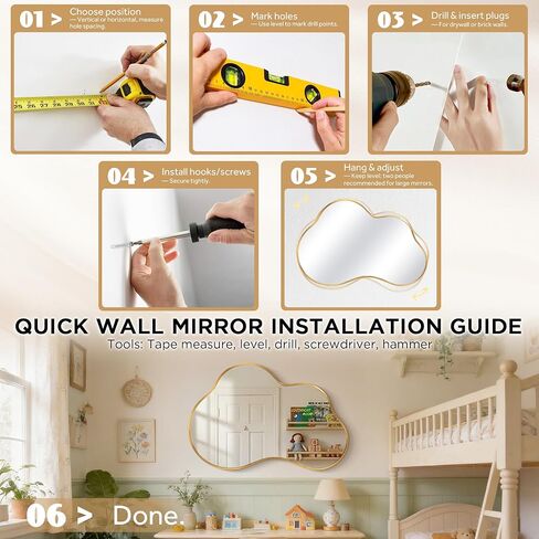Irregular Wall Mirror with Metal Frame for Living Room, Hallway, Entryway, Bathroom and Dining Room in Saudi Arabia