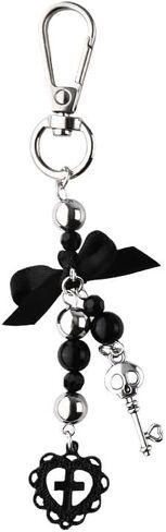 Ribbon Bowknot Pendant Keychain Heart Cross Keychain for Backpack Handbag Charm Accessories Horror Skull Key Holder Organizer for Women Girl Cars Door Keyring Goth Halloween Keychains in Saudi Arabia