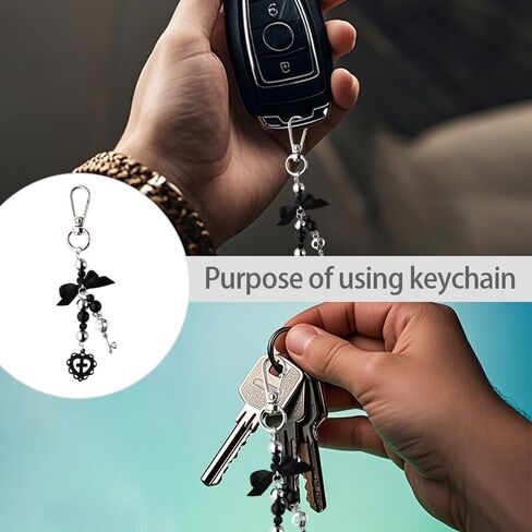 Ribbon Bowknot Pendant Keychain Heart Cross Keychain for Backpack Handbag Charm Accessories Horror Skull Key Holder Organizer for Women Girl Cars Door Keyring Goth Halloween Keychains in Saudi Arabia