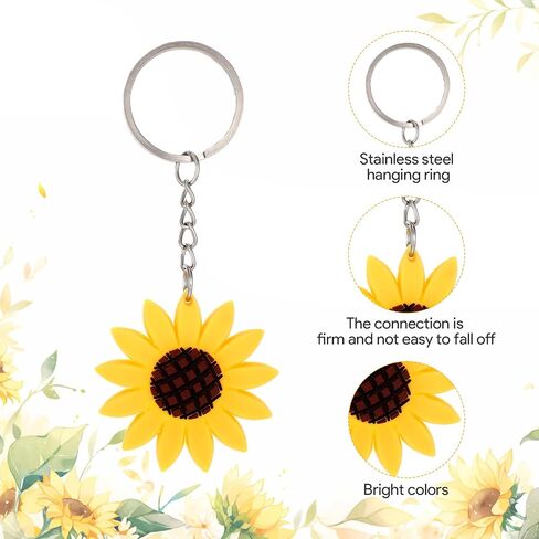 60 Pieces Beautiful Sunflower Flower Keychain Collection with Durable Key Chain Components, Adorable Purse Charms Decorative Key Chains Women Cute for Bags Backpacks Gifts Giving Birthday Party Favor in Saudi Arabia