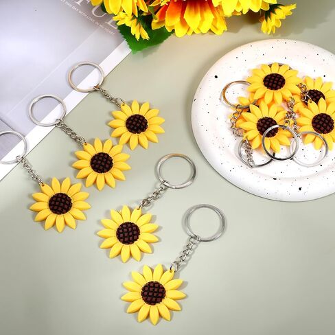 60 Pieces Beautiful Sunflower Flower Keychain Collection with Durable Key Chain Components, Adorable Purse Charms Decorative Key Chains Women Cute for Bags Backpacks Gifts Giving Birthday Party Favor in Saudi Arabia