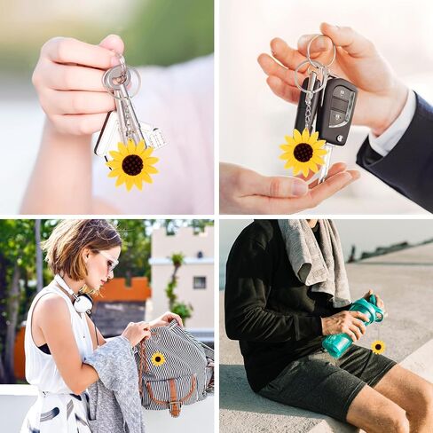 60 Pieces Beautiful Sunflower Flower Keychain Collection with Durable Key Chain Components, Adorable Purse Charms Decorative Key Chains Women Cute for Bags Backpacks Gifts Giving Birthday Party Favor in Saudi Arabia