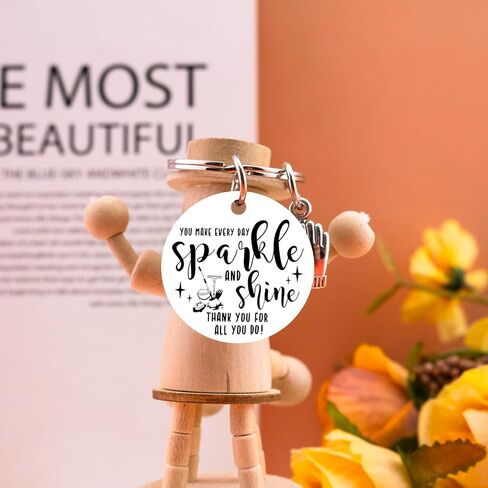 Housekeeping Appreciation Gifts for Women Men Thank You Keychain Christmas Housekeeping Week Gifts for Housekeepers Custodian Cleaners You Make Everyday Sparkle And Shine Keychain in Kuwait