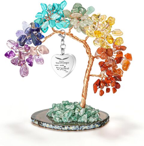 SOITIS Engraving Colorful Crystal Tree of Life Keepsake with Heart Pendant Urn Necklace-Sympathy Gift for Loss of Loved One, Urn Necklaces for Ashes Cremation Jewelry Customized Sharing Pendant in Kuwait