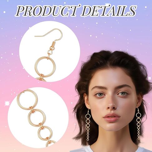 Kigeli 1 Pair Kpop Golden Drop Earrings Anime Cosplay Costume Accessories for Men Women Gold Chain Drop Ear Cuffs Gift for Y2k Kpop Fans Concerts Halloween Party Costume Props in Kuwait