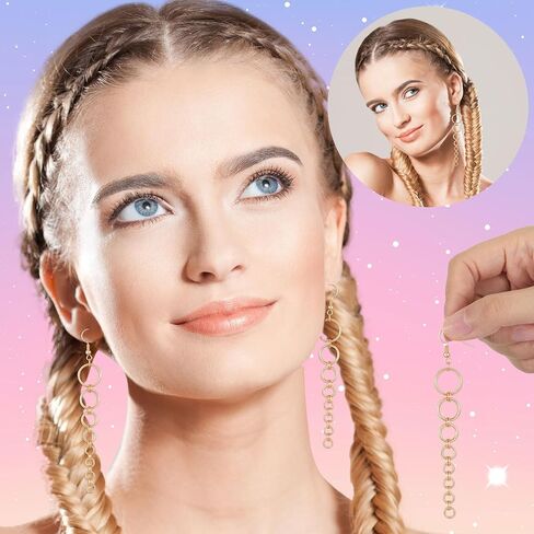 Kigeli 1 Pair Kpop Golden Drop Earrings Anime Cosplay Costume Accessories for Men Women Gold Chain Drop Ear Cuffs Gift for Y2k Kpop Fans Concerts Halloween Party Costume Props in Kuwait
