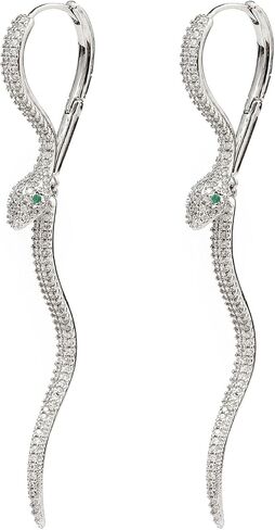 18k Gold Plated Earrings Iced Out Earrings Gold Punk Lightning Diamond Huggie Hoop Earrings Cubic Zirconia Lightning Bolt Dangle Earrings for Men Women Gifts in Saudi Arabia