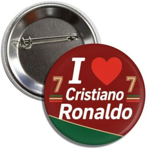 I Love Cristiano Ronaldo Button Pin Badge, Football Soccer Collectible, Round, 2.25 Inch, Team Portugal Pinback in Kuwait