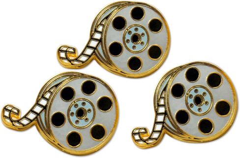 Novel Merk Clapboard & Movie – Show Business Lapel Pin, Hat Pin & Tie Tack Set - with Clutch Back (3- Film Reel) in Kuwait