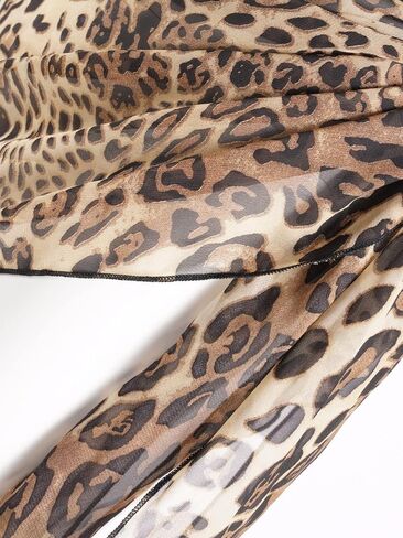 Cheetah Print Bikini Beach Sarong Coverups for Women, Short Leapard Chiffon Skirt Wrap for Swimwear 19.7 * 71in in Saudi Arabia