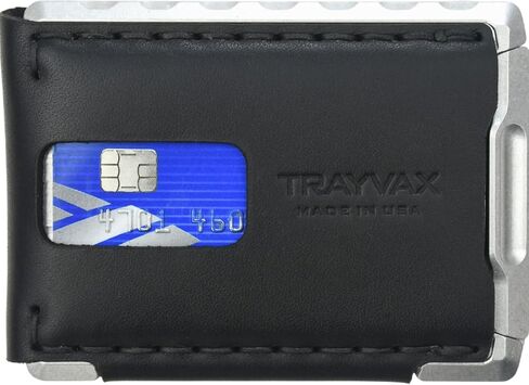 محفظة Trayvax Venture Billfold، حامل أموال الجيب الأمامي وبطاقة الائتمان، محفظة معدنية جلدية نحيفة بسيطة للرجال والنساء، جلد أسود عند حلول الليل in Kuwait
