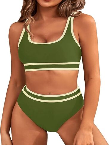Women's Two Piece Bikini Set Sporty Scoop Neck Bathing Suit in Kuwait