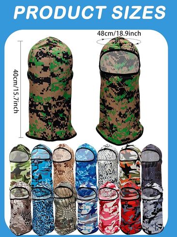 15 Pcs Balaclava Ski Mask Full Face Cover Sun Protection Mask UV Balaclava Mask Women Men for Outdoor Sports Camping Skiing, Camouflage and Fresh in Saudi Arabia