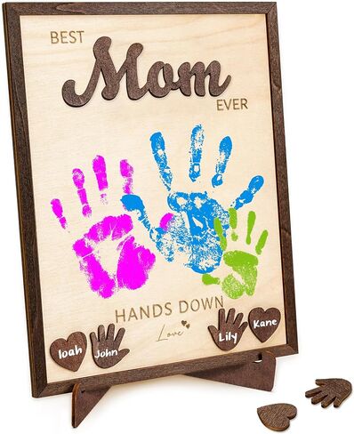 10" Fathers Gift for Dad from Kids, Custom Fathers Day Best Dad Ever gifts Hands Down Sign, Personalized Fathers Day Dads Gift from kids daughter son, First fathers day Daddy gift for new dad / Birthday in Saudi Arabia