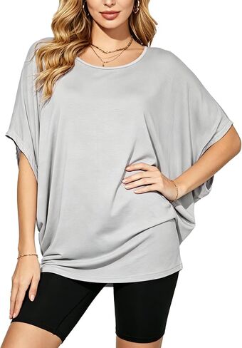 VahRuta Women's Scoop Neck Batwing Dolman Tunic Tops Half Sleeve Plus Size Pullovers Shirt in Saudi Arabia