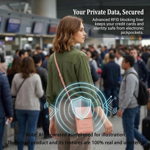 محفظة هاتف نسائية بشاشة تعمل باللمس، حقيبة جلدية مضادة للسرقة RFID، محفظة كروس تناسب حتى 6.7 بوصة in Kuwait