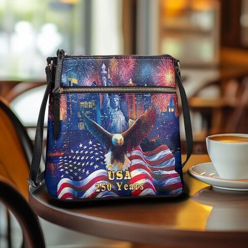 Xpyiqun America's 250th Anniversary Crossbody Bag for Women Leather Hobo Style Lightweight Roomy Purse in Saudi Arabia