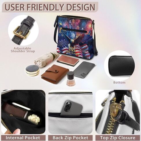 Xpyiqun America's 250th Anniversary Crossbody Bag for Women Leather Hobo Style Lightweight Roomy Purse in Saudi Arabia