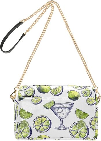 Margarita Alcoholic Cocktail Lemons Crossbody Bags for Women, Small PU Leather Shoulder Purse with Zipper in Saudi Arabia