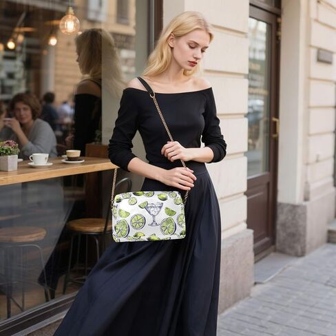 Margarita Alcoholic Cocktail Lemons Crossbody Bags for Women, Small PU Leather Shoulder Purse with Zipper in Saudi Arabia