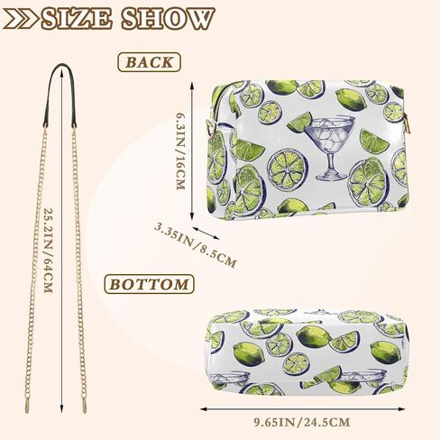 Margarita Alcoholic Cocktail Lemons Crossbody Bags for Women, Small PU Leather Shoulder Purse with Zipper in Saudi Arabia