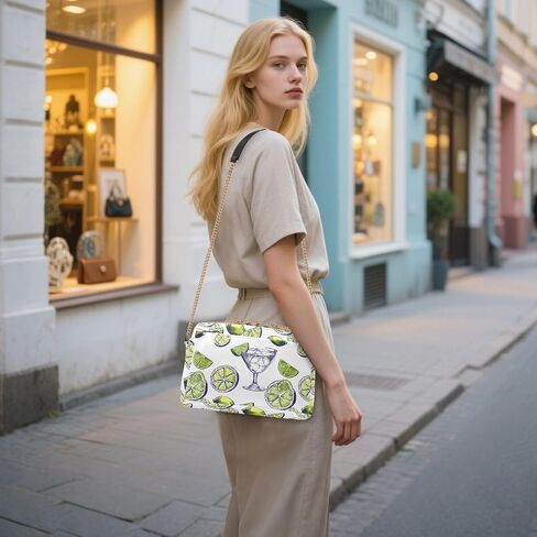 Margarita Alcoholic Cocktail Lemons Crossbody Bags for Women, Small PU Leather Shoulder Purse with Zipper in Saudi Arabia