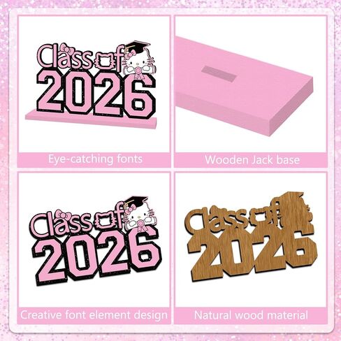 4Pcs Pink Graduation Decorations 2026 Wooden Table Centerpieces Congrats Grad Table Toppers Decor Class of 2026 Tiered Tray Decor for Graduation Party Decorations in Saudi Arabia