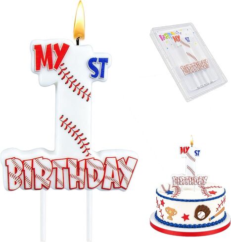 Baseball Number 1 Birthday Candle, 3.5×3.2" Sports Theme 1st Cake Topper for Boys Birthday Party Decorations in Saudi Arabia