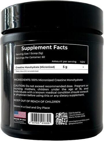 Micronized Creatine Monohydrate Powder - Supports Workout Performance/Recovery/Strength, and Lean Muscle Gain, Unflavored, Non-GMO, Gluten Free, 5 g per Serving, 60 Servings in Saudi Arabia