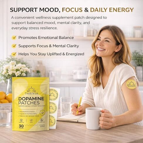 Dopamine Patches | Extra Strength Patches with Lions Mane, 5-HTP, Mucuna, Rhodiola, Damiana | Serotonin Mood Balance Patch for Women and Men (30 Count) in Saudi Arabia