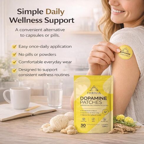 Dopamine Patches | Extra Strength Patches with Lions Mane, 5-HTP, Mucuna, Rhodiola, Damiana | Serotonin Mood Balance Patch for Women and Men (30 Count) in Saudi Arabia