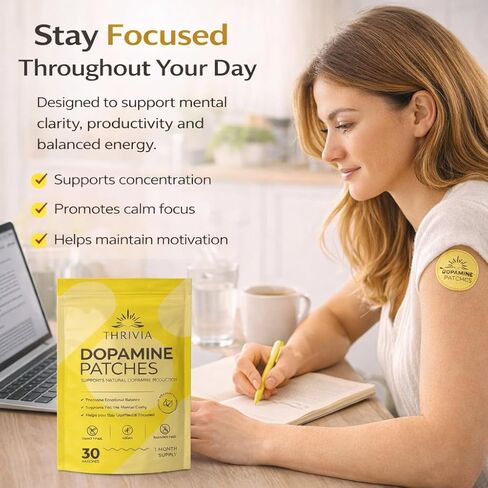 Dopamine Patches | Extra Strength Patches with Lions Mane, 5-HTP, Mucuna, Rhodiola, Damiana | Serotonin Mood Balance Patch for Women and Men (30 Count) in Saudi Arabia