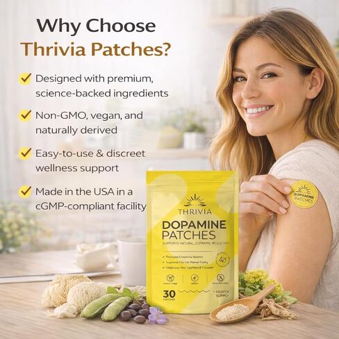 Dopamine Patches | Extra Strength Patches with Lions Mane, 5-HTP, Mucuna, Rhodiola, Damiana | Serotonin Mood Balance Patch for Women and Men (30 Count) in Saudi Arabia
