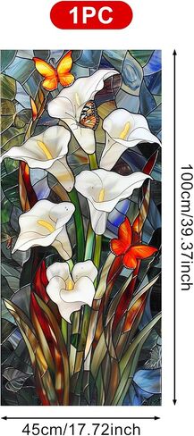 HOMETITUTE 3D Vertical Window Cling Colorful Calla Lily Design 17.7 x 39.3 Inch Decorative Static Cling Privacy Film for Home Office Living Room Bedroom Seasonal Glass Clings for Privacy and Decor in Kuwait