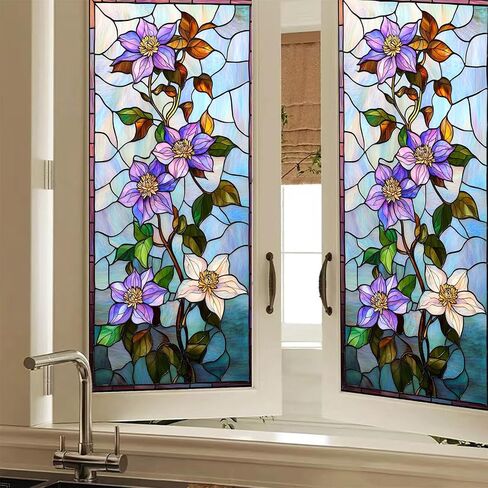 HOMETITUTE 3D Vertical Window Cling Colorful Calla Lily Design 17.7 x 39.3 Inch Decorative Static Cling Privacy Film for Home Office Living Room Bedroom Seasonal Glass Clings for Privacy and Decor in Kuwait