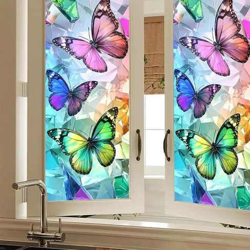 HOMETITUTE 3D Vertical Window Cling Colorful Calla Lily Design 17.7 x 39.3 Inch Decorative Static Cling Privacy Film for Home Office Living Room Bedroom Seasonal Glass Clings for Privacy and Decor in Kuwait